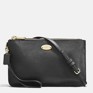 COACH Lyla Double Gusset Crossbody/Wristlet Leather Bag